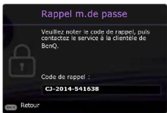 BENQ TK700STI - Procédure de rappel de mot de passe - 1