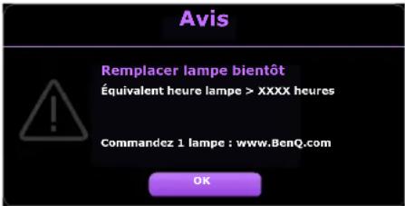 BENQ TK700STI - Quand remplacer la lampe (POUR UN TECHNICIEN QUALIFIÉ UNIQUEMENT) - 3