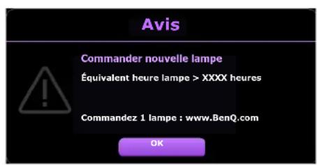 BENQ TK700STI - Quand remplacer la lampe (POUR UN TECHNICIEN QUALIFIÉ UNIQUEMENT) - 2