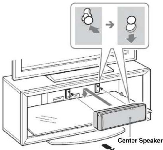 SONY SUFL300L - Hang the Center Speaker onto the hook screws as shown. - 1