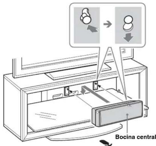 SONY SUFL300L - Cuelgue la bocina central en los tornillos del gancho tal y como se muestra en la ilustracion. - 1