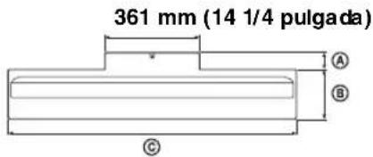 361 mm (14 1/4 pulgada) A B C
