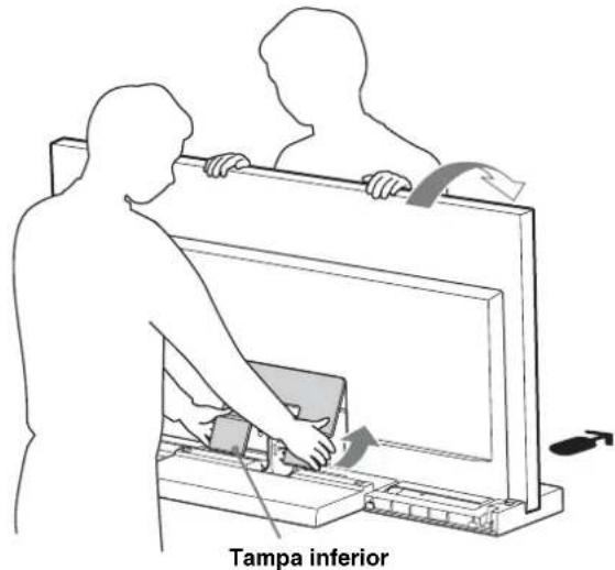 SONY SU40NX1 - Coloque a Tampa Inferior no televator. (Apenas para KDL-40NX80/ KDL-46NX80//KDL-52NX80) - 1