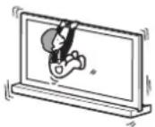 SONY SU40NX1 - Laen dig ikke ind over tv'et monteret på tv-bordet, og hæng ikke i det. - 1