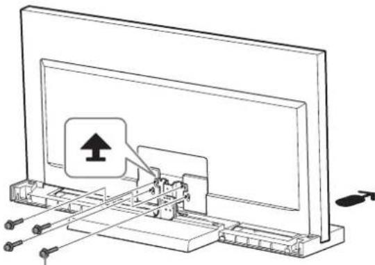 SONY SU40NX1 - Fastgør tv'et og tv-bordet med de fire skruer til fastgorelse af tv'ets mellemstykke (PSW5 × 16) sort (medfølger). - 1