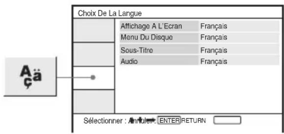 SONY DVPFX825 - Configuration de la langue d'affichage ou de la bande sonore (Choix De La Langue) - 1