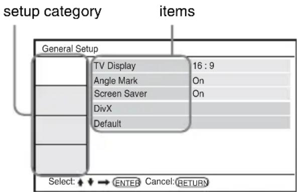 SONY DVPFX735 - Press ↑/↓ to select "Setup," and press ENTER. - 1