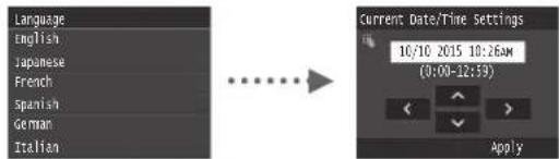 CANON imageCLASS MF729Cdw - Complete settings starting with language and through to date and time - 1