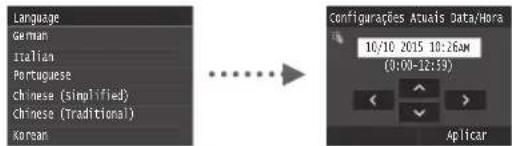 CANON imageCLASS MF729Cdw - Faça as confi gurações, iniciando com o idioma até a data e a hora - 1