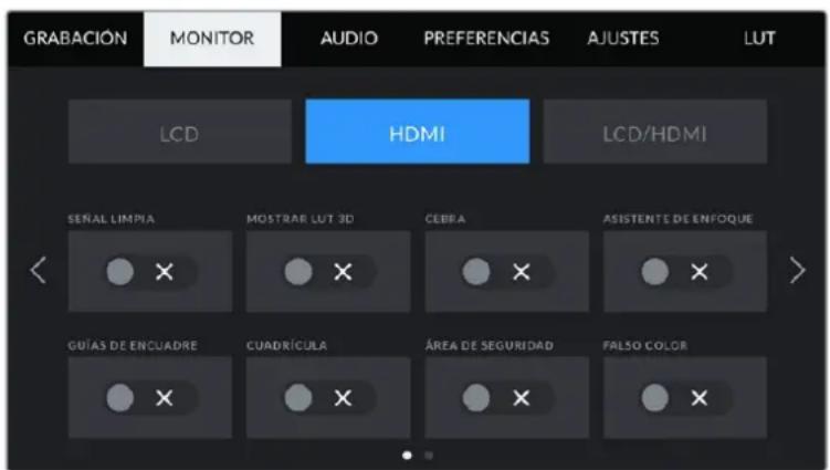 Blackmagic Design Pocket Cinema Camera 4K - Ajustes de monitorización 1 - 1