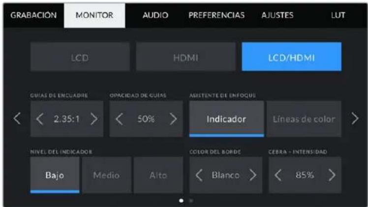 Blackmagic Design Pocket Cinema Camera 4K - Ajustes de monitorización 1 (LCD/HDMI) - 1