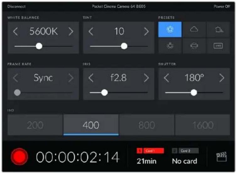 Blackmagic Design Pocket Cinema Camera 4K - Contrôler votreamera avec l'application Blackmagic Camera Control - 1
