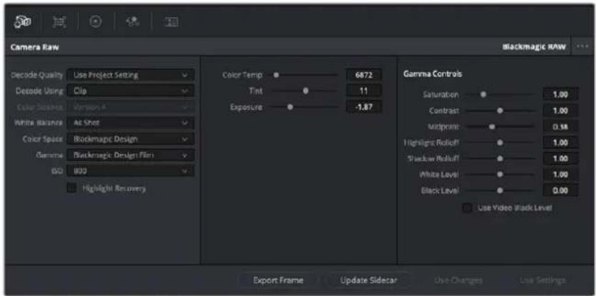 Blackmagic Design Pocket Cinema Camera 4K - Ajustes del clip para el formatting Blackmagic RAW - 1