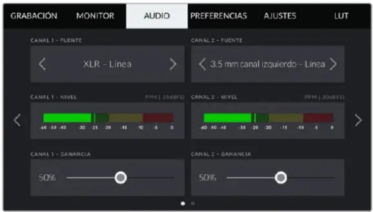 Blackmagic Design Pocket Cinema Camera 4K - Ajustes de audio 1 - 1