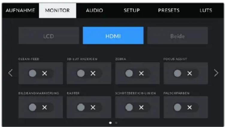 Blackmagic Design Pocket Cinema Camera 4K - MONITOR-Einstellungen Seite 1 - 1