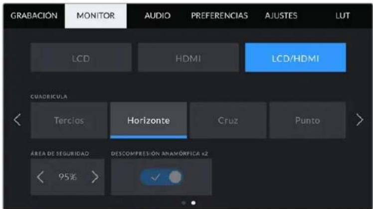 Blackmagic Design Pocket Cinema Camera 4K - Ajustes de monitorización 2 (LCD/HDMI) - 1