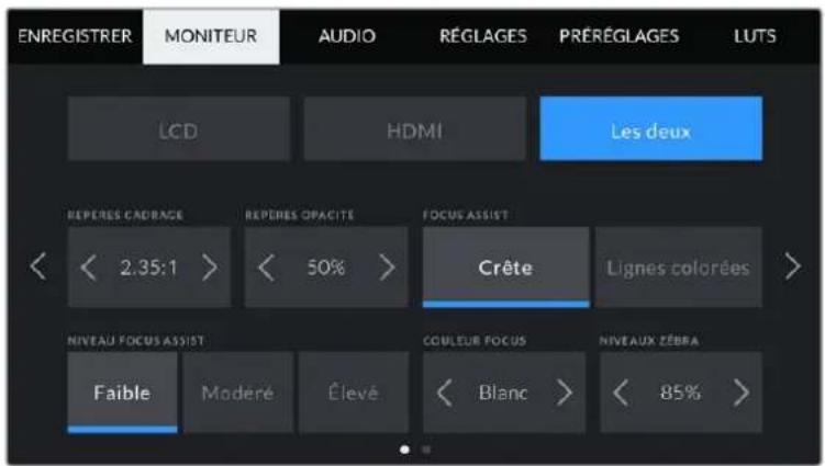 Blackmagic Design Pocket Cinema Camera 4K - Paramètre Les deux de l'onglet Moniteur - Page 1 - 1