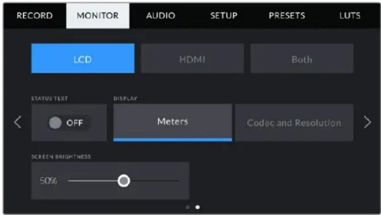 Blackmagic Design Pocket Cinema Camera 4K - LCD Monitor Settings 2 - 1