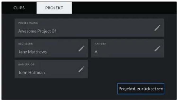 Blackmagic Design Pocket Cinema Camera 4K - PROJEKT-Metadaten - 1