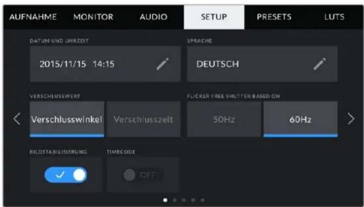 Blackmagic Design Pocket Cinema Camera 4K - SETUP-Einstellungen Seite 1 - 1
