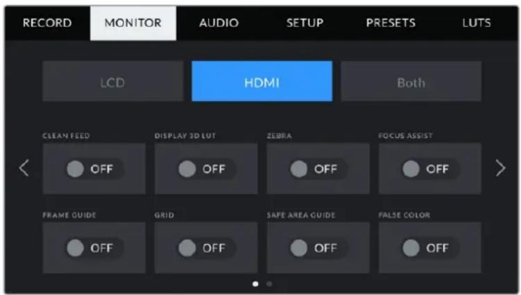 Blackmagic Design Pocket Cinema Camera 4K - Monitor Settings 1 - 1