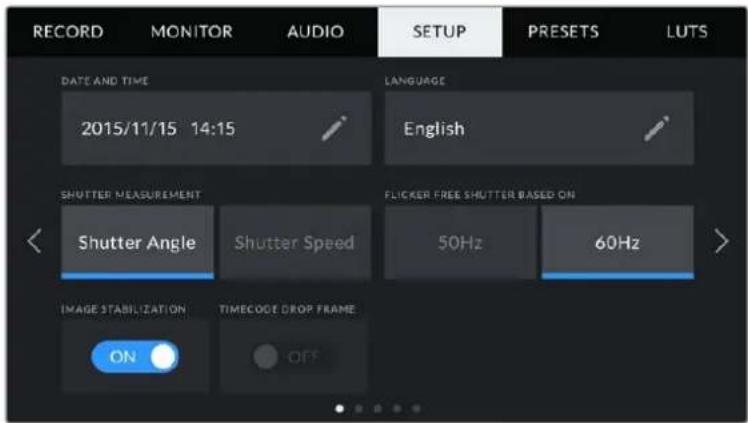 Blackmagic Design Pocket Cinema Camera 4K - Setup Settings Page 1 - 1