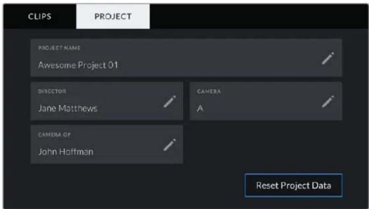 Blackmagic Design Pocket Cinema Camera 4K - 'Project' Metadata - 1