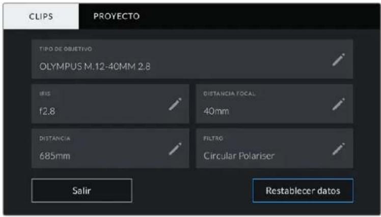 Blackmagic Design Pocket Cinema Camera 4K - Datas del objetivo - 1