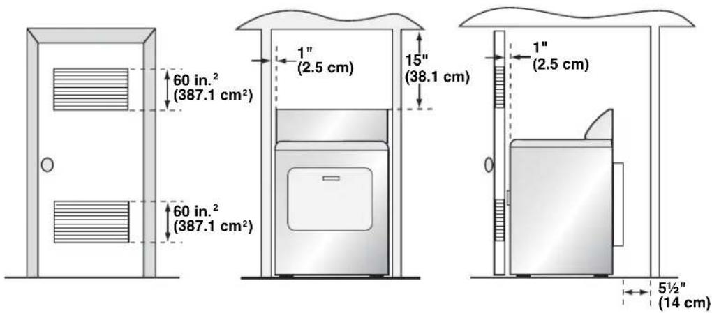 HAIER HLTD500AGW - ALCOVE OR CLOSET REQUIREMENTS - 1