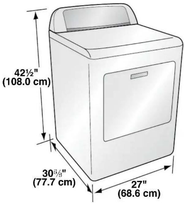 HAIER HLTD500AGW - DRYER DIMENSIONS - 1