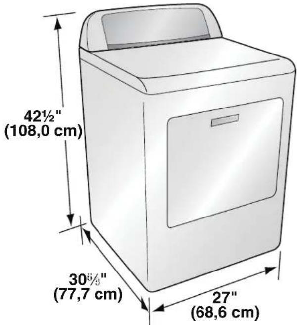 HAIER HLTD500AEW - DIMENSIONES DE LA SECADORA - 1
