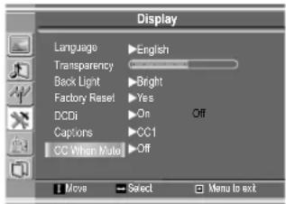 VOXX FPE1505 - Réglage des sous-titres lorsque muet - 1