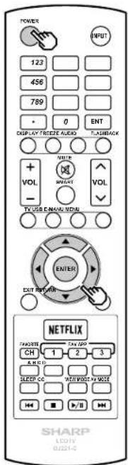 POWER INPUT 123 456 789 0 ENT DISPLAY-TRIESE ALAB T-URBACK VOL VOL TV USB & DRACK MENU ENTER EXIT RETURN NETFLIX PAGLITE CH 1 2 3 A B C D E F G H I N G L I N M I N S SPEED OC WTR/WHIP KIN/ME SHARP LED TV 0.251-4