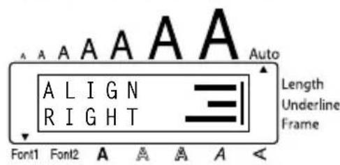 BROTHER Ptouch PT1960 - To select the RIGHT horizontal alignment setting: - 2