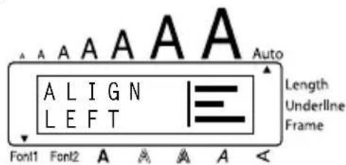BROTHER Ptouch PT1960 - To select the RIGHT horizontal alignment setting: - 1