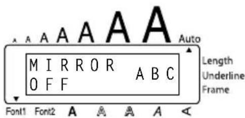BROTHER Ptouch PT1960 - To select the ON mirror printing setting: - 1