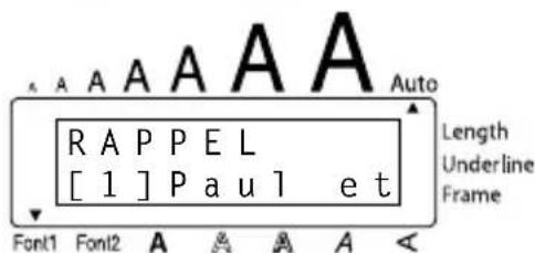 BROTHER Ptouch PT1960 - Rappeler le texte enregistré sous le numero de fichier 1 : - 2