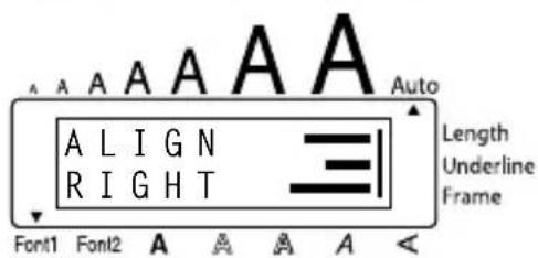 BROTHER Ptouch PT1950 - To select the RIGHT horizontal alignment setting: - 2