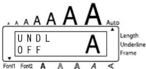 BROTHER Ptouch PT1950 - To select the ON underline setting: - 1