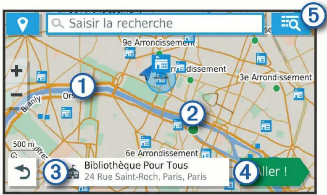 GARMIN Tread - Résultats d'une recherche de position sur la carte - 1