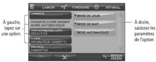 Rand McNally IntelliRoute TND 510 - Réglage des options d'itinétaire et d'appareil - 2