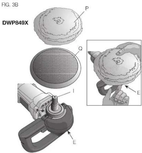 DEWALT DWP849X - PARADADOSAR LA ALMOHADILLA DE PULIDO A LA ALMOHADILLA DE RESPALDO DE GANCHO Y BUCLE FIG.3B - 2