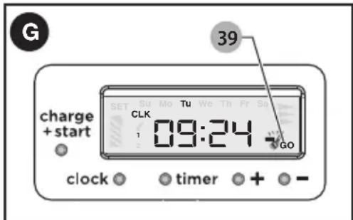 G 39 charge + start SET Su Mo Tu We Th Fr Sa CLK 1 09:24 - GO clock timer + -