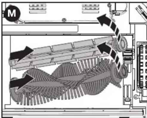 Technical diagram of a mechanical device with labeled components and directional arrows indicating motion or flow.