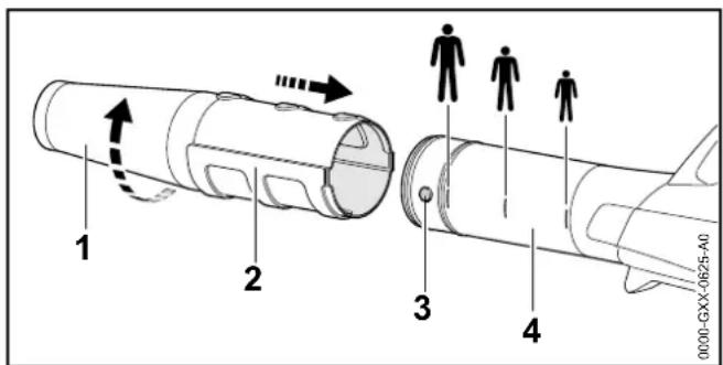 STIHL BGA 100 - Montagem, regulação e desmontagem da tubeira - 1
