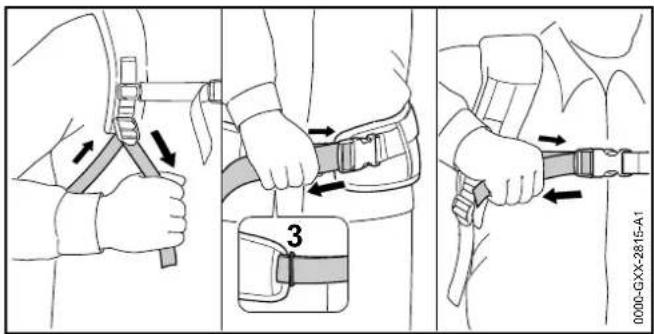 STIHL BGA 100 - Bouclage et ajustage du système de portage - 2