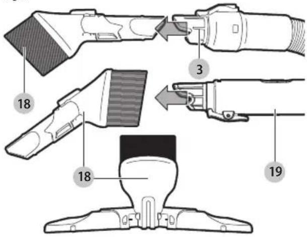 BLACK & DECKER HCUA525JA - Using the 3 in 1 Accessory tool (Fig. P) - 1