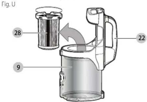 BLACK & DECKER HCUA525JA - Limpieza de filtros (Fig. S-X) - 1