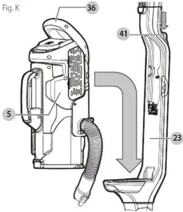 BLACK & DECKER HCUA525JA - Removing and attaching the lift away canister (Fig. K, L) - 1