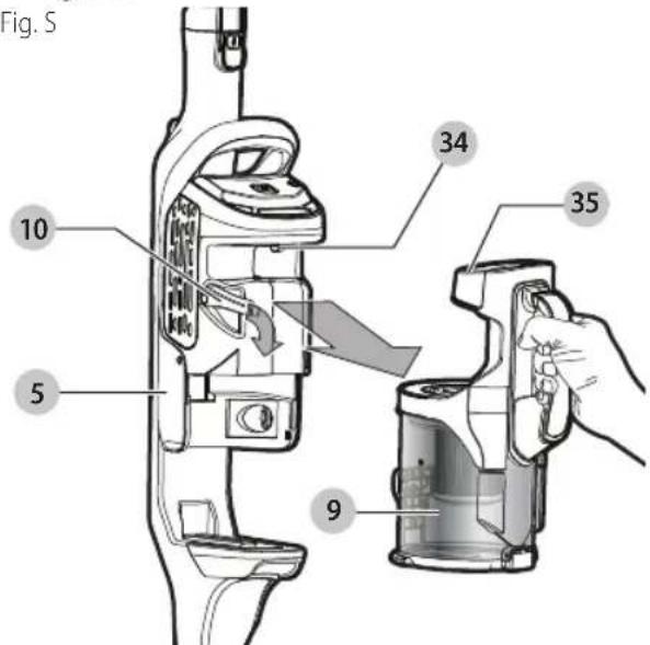 BLACK & DECKER HCUA525JA - Releasing the dust canister (Fig. R-T) - 1